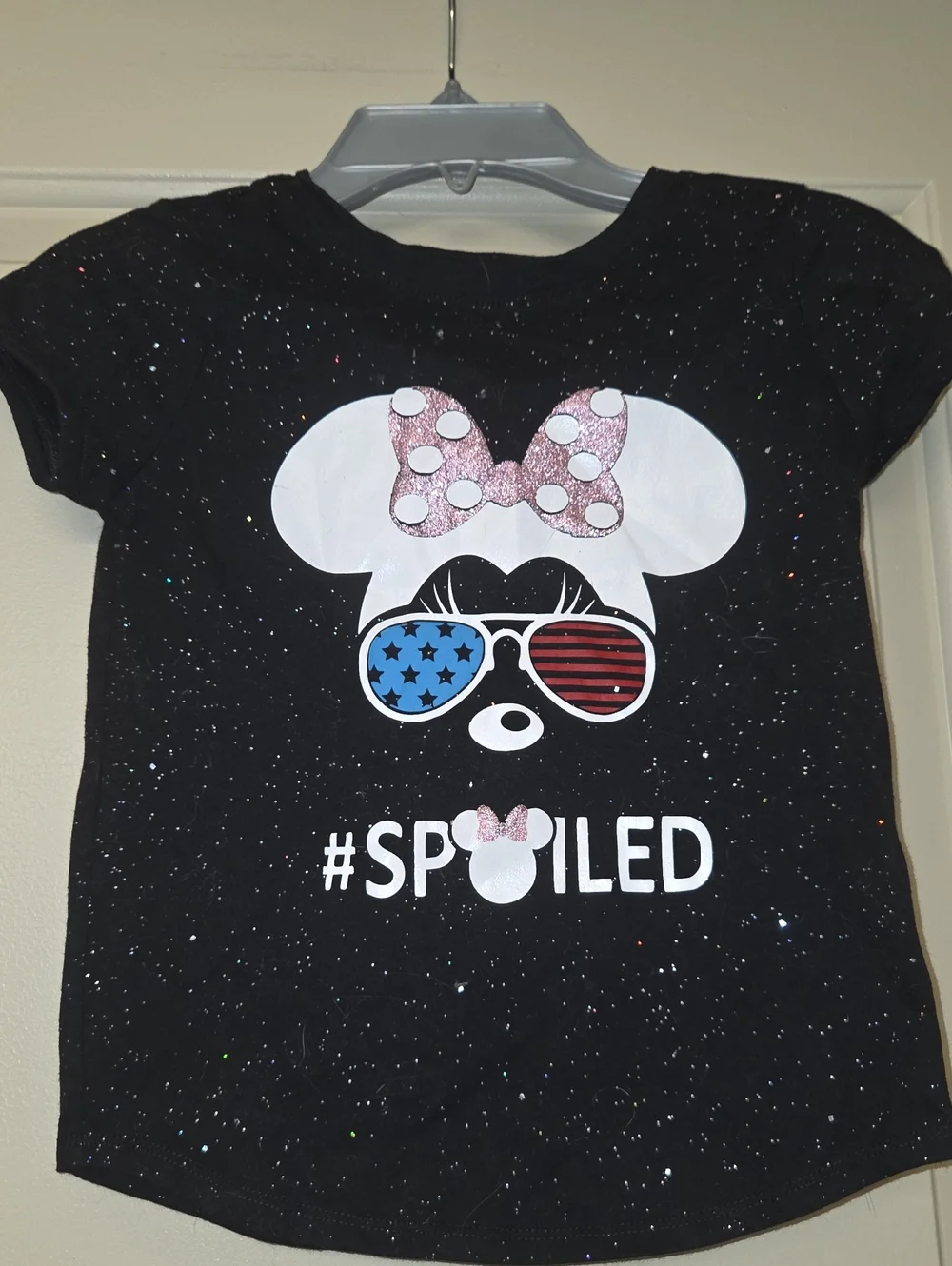Cat & Jack Black Girls' Sparkle Minnie Tee with Pink Bow